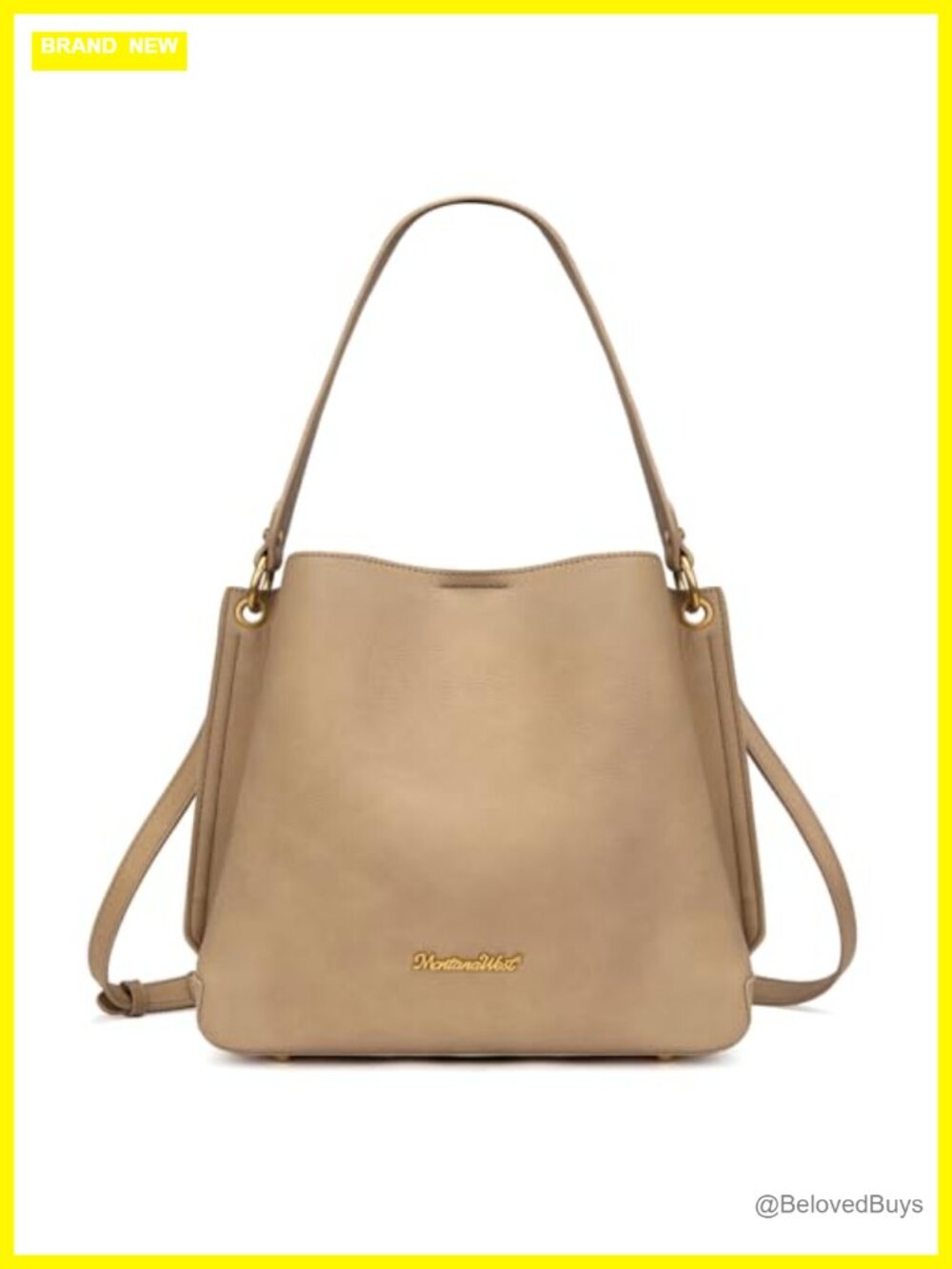 Soft PU Leather Bucket Hobo Shoulder Crossbody Bag, 3 Compartments